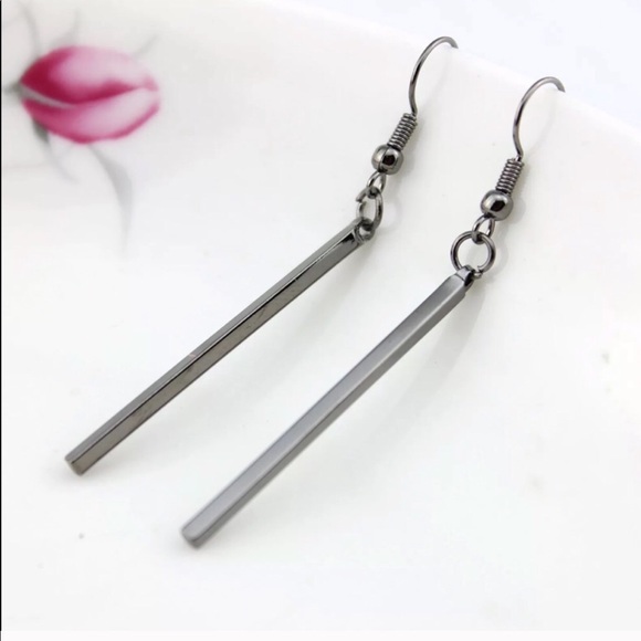 Long Drop Dangle Bar Earrings - Picture 2 of 2